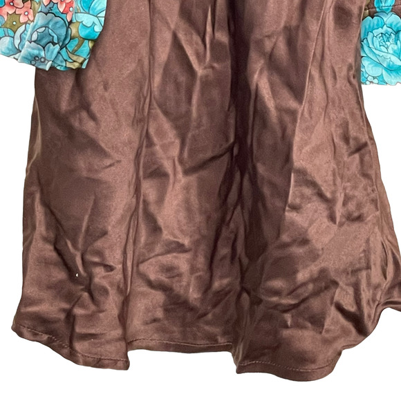 Plenty By Tracy Reese Anthroplogie Womens Top Size 4 Brown Multi Floral Silk - Picture 4 of 7